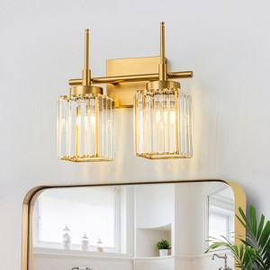 LLHZSY Modern Wall Light Sconce Dimmable Rectangular Wall Light Bathroom Crystal Vanity Light - Gold/Black - 1/2/3/4/5 Light - 1 of 4
