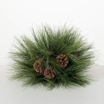 10"H Sullivans Long Pine & Pinecone Orb, Green