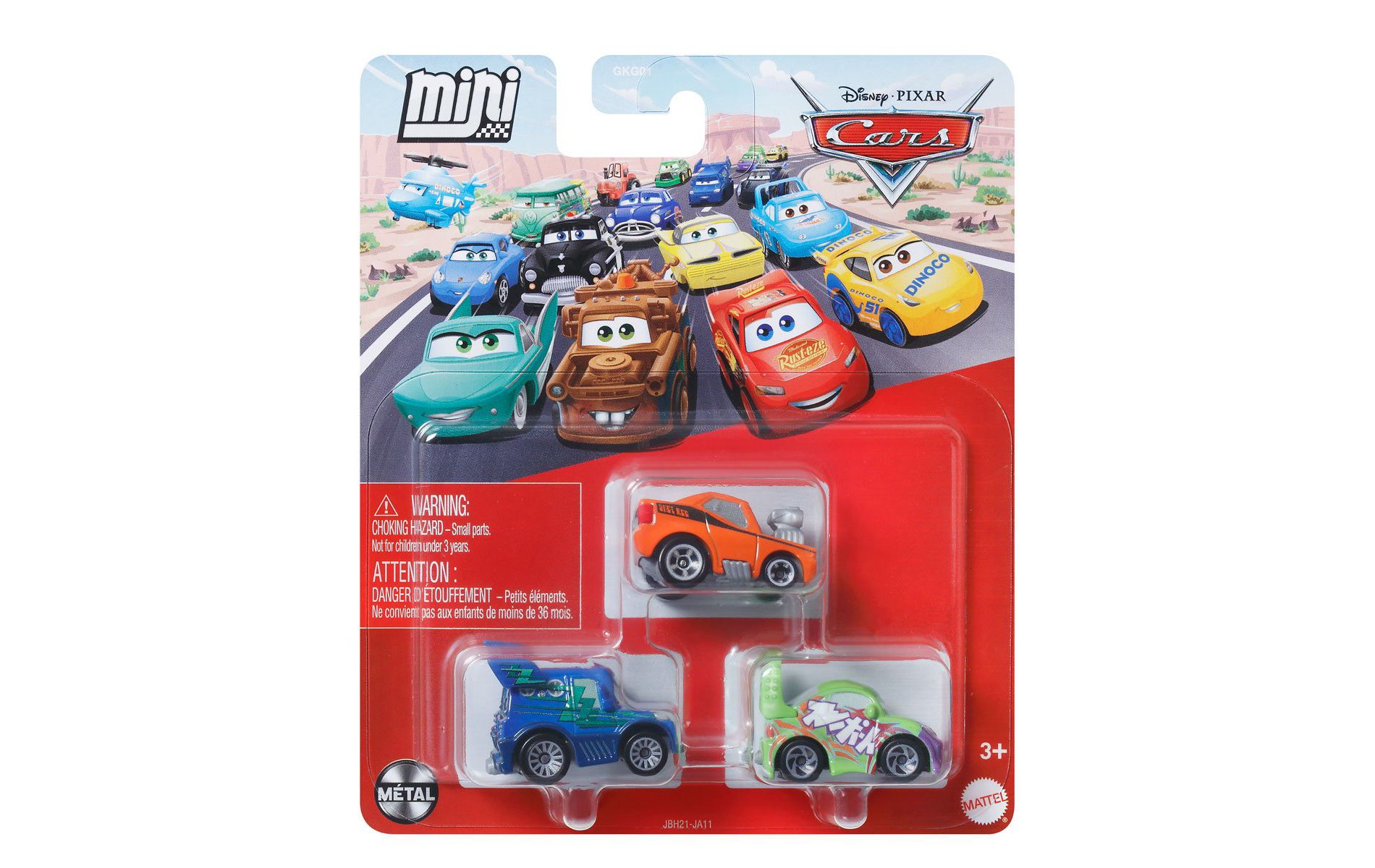 Disney / Pixar Cars Die Cast Metal Mini Racers DJ, Snot Rod & Wingo Car 3-Pack