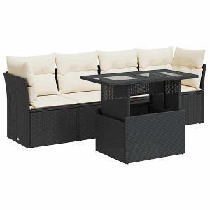 vidaXL Garden Sofa Set Black PE Rattan 5 Piece Set Height-Adjustable - 1 of 4