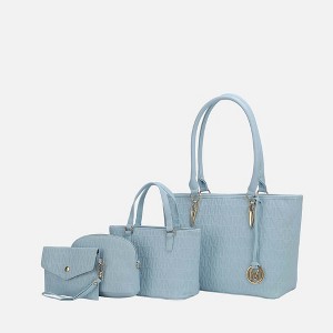 MKF Collection Edelyn Embossed M Signature Vegan Leather Women’s Tote Bag by Mia K – 4 Pcs set - 1 of 4