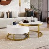 Vynxaria White & Gold Round Nesting Coffee Tables ¨C 31.5-Inch Modern Set with Drawers - 3 of 4