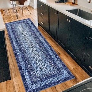 Acekool 9x12 Washable Area Rug, Modern Printed Braided Look, Non-Slip, Stain Resistant Large Brown Carpet for Bedroom, Living Room, Dining Room - 1 of 4