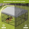 Coucheta 120"x120"x72" Outdoor Dog Kennel - Heavy Duty Metal Cage with Waterproof Roof, Lock & Rotating Feeder for All Breeds - 3 of 4