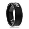 Metallo Polished Double Row CZ Black Tungsten Ring - Available Sizes:  9 ,  13 ,  12 ,  11 ,  10 - 2 of 3
