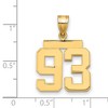 Black Bow Jewelry 14k Yellow Gold, Athletic Collection Medium Polished Number 93 Pendant - 2 of 3