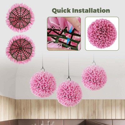 11" Pink Faux Boxwood Topiary Balls with Sun-Protective PE Material