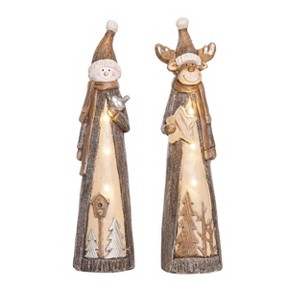 Transpac Resin 19.25 in. Multicolored Christmas Light Up Snowman/Reindeer Decor Set of 2 - 1 of 2