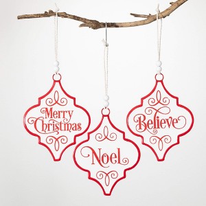 10.25"H Sullivans Holiday Text Wall Hanging - Set of 3  Red - 1 of 2