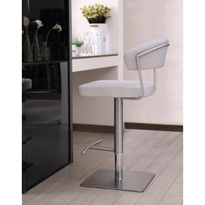 Whiteline Modern Living Maureen Barstool White adjustable height and square stainless steel base. - 1 of 3