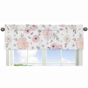 Sweet Jojo Designs Window Valance Treatment 54 in. Watercolor Floral Pink Grey and White - 1 of 3