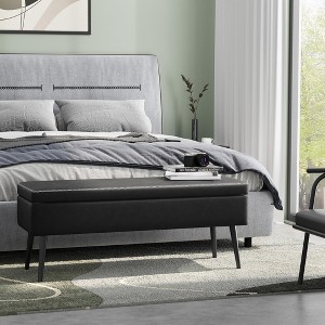 Storage Ottoman Bench, Mid-Century Modern Entryway Bedroom Bench - 1 of 4