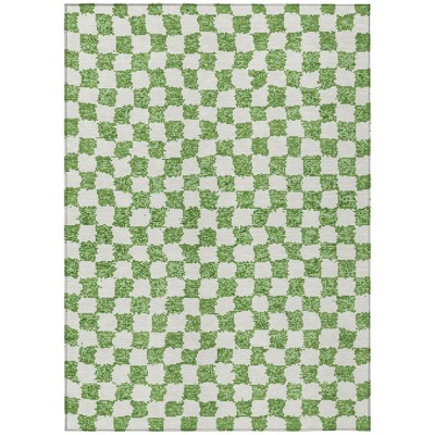 HomeRoots 3' X 5' Green And Ivory Geometric Washable Indoor Outdoor Area Rug