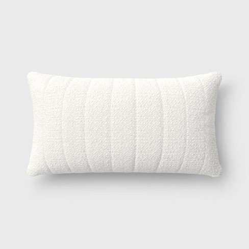 Oversized Channeled Boucle Lumbar Throw Pillow Ivory - Threshold™: Soft ...