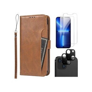 SaharaCase iPhone 14 6.1" Protection Bundle Folio Wallet Case with Tempered Glass Screen and Camera - 1 of 4
