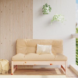 Middle Sofa Natural Wood, Beige vidaXL - 1 of 4