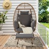 Wicker Egg Chair With Ottoman,Oversized Large Rattan Egg Chairs With Thick Cushion And Ottoman,Egg Chair For Porch, Backyard-Cuddlewood - 2 of 4