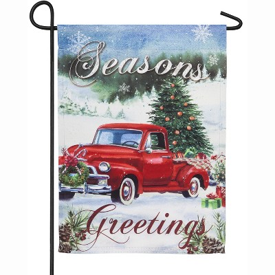 Evergreen Christmas Farm Pickup Garden Suede Flag