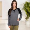 Anna-Kaci Women's Waffle Knit Top with Raglan Color Block Sleeves and Crew Neck - 3 of 4
