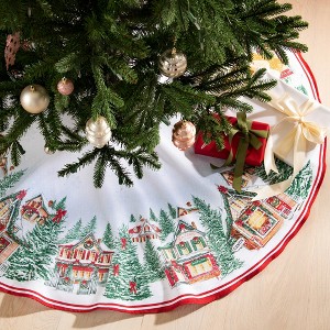Storybook Christmas Village Holiday Round Tree Skirt, 48" - Multicolor - Elrene Home Fashions - 1 of 4