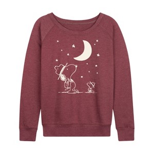 Women's - Peanuts - Star Gazing Lightweight French Terry Wide Neck Long Sleeve Shirt - 1 of 4