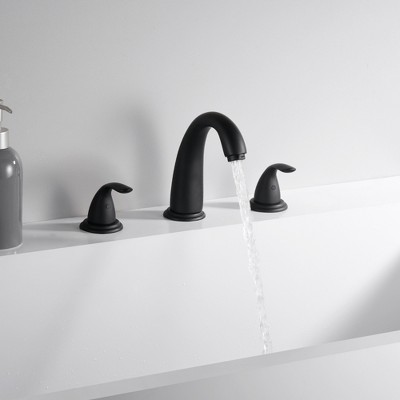 Matte Black Double Handle Roman Tub Faucet with Valve