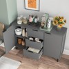 ORRD 55" Modern Kitchen Pantry Storage Cabinet, Coffee Bar with 2 Drawers & 2 Glass Doors, Blue Buffet Table for Kitchen & Living Room - 3 of 4