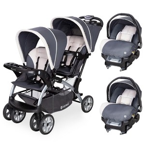 Baby Trend Sit N Stand Compact Easy Fold Double Stroller with 2 Baby Infant Car Seat Carriers and Cozy Cover - 1 of 4