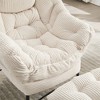 XINGHANZHENXUAN Modern Lazy Chair with Ottoman, Upholstered Accent Chair with Side Pocket & Steel Frame for Small Spaces - 3 of 4