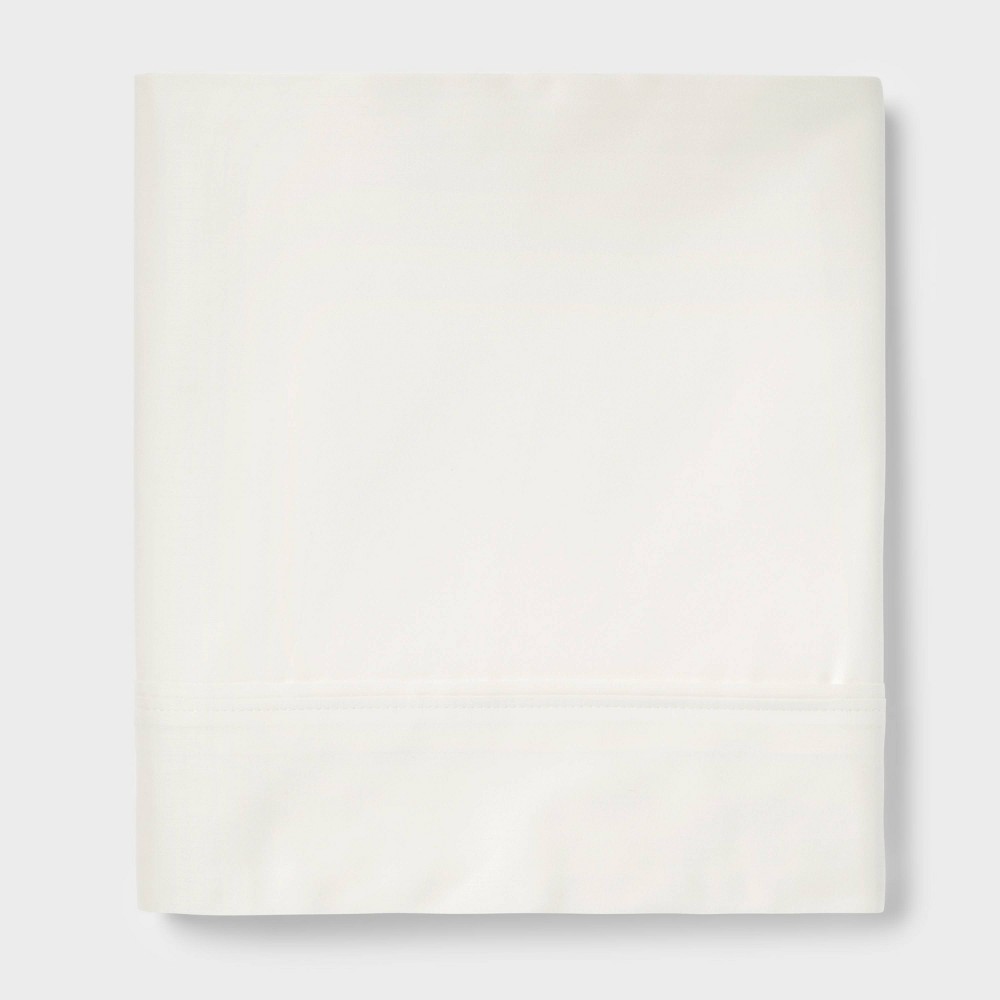 King 400 Thread Count Performance Flat Sheet Sour Cream - Threshold™: Cotton Sateen, Machine Washable, OEKO-TEX Certified