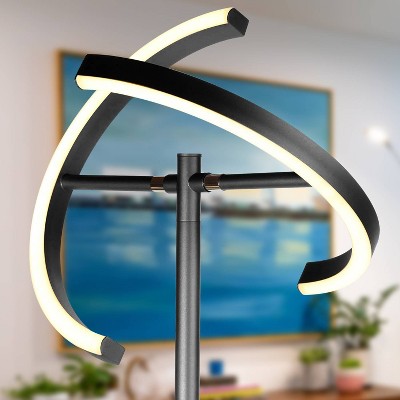 Halo Split Black Adjustable LED Torchiere Floor Lamp
