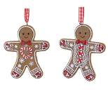 Holiday Ornament Gingerbread Men Set/2  -  Two Ornaments 3.25 Inches -  Cookie  Gisela Grahan  -  G79464  -  Resin  -  Brown