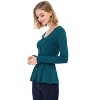 Allegra K Women's Slim Fit V-Neck Long Sleeve Ribbed Pullover Knitted Peplum Sweater - 4 of 4