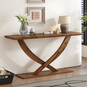 NicBex Console Table with Cross-Leg Design,Stylish Entryway Table,Modern Couch Table for Living Room,Brown - 1 of 4