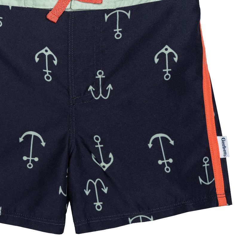 Gerber Baby and Toddler Boys' Rashguard and Swim Trunks and Trunks Set - 2-Piece, 5 of 7