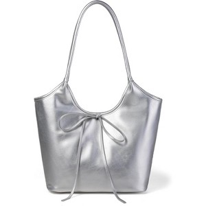 Vintage French Bow Tote Bag Large Capacity Hobo Bag Satchel Purse Chic Underarm Bag - 1 of 4