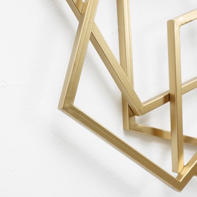 LuxenHome Gold Iron Abstract Geometric Wall Sculpture, 47.4-Inch Wide
