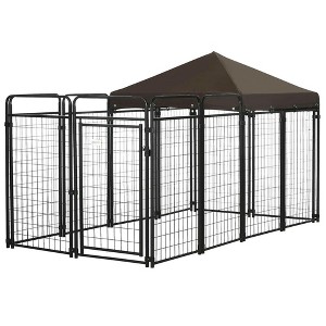 Resenkos Dog House, Pet House,Dog Cave,Dog Kennel with Waterproof Canopy, Dog Run with Galvanized Chain Link, Secure Lock Black - 1 of 4