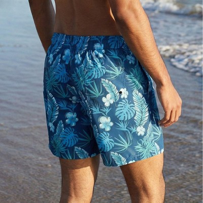 Burnside Men's Navy Teal Luau Flowers 6" inseam Swim Trunks-large — фото 4