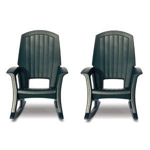 Semco Rockaway Heavy-Duty All-Weather Low Maintenance Easy Assembly Plastic Outdoor Rocking Chair for Deck and Patio, Green (2 Pack) - 1 of 4