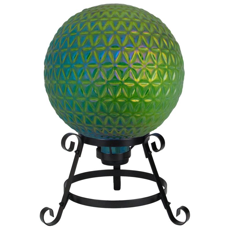 Northlight 10" Blue Iridescent Textured Glass Outdoor Patio Garden Gazing Ball, 3 of 4
