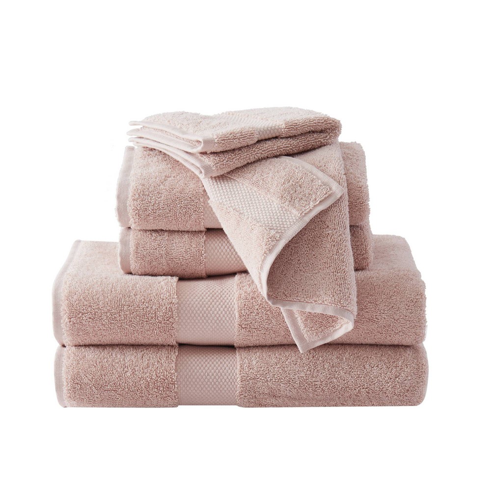 6pc Solid Bath Towel Set Blush - Brooklyn Loom: Luxury Heavyweight 550-800 GSM, Machine Washable