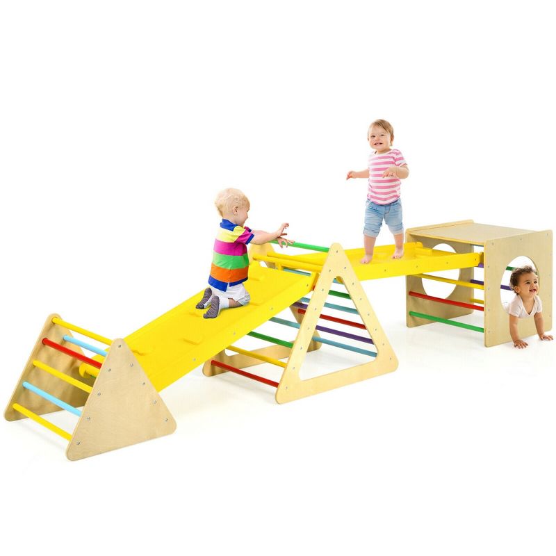 Costway 5 in 1 Toddler Playing Set Kids Climbing Triangle & Cube Play Equipment, 1 of 11