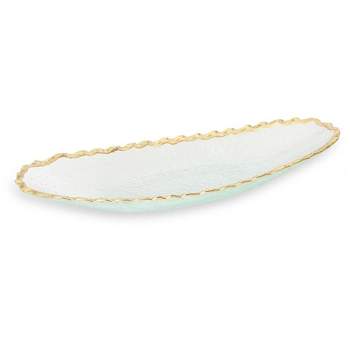 Classic Touch Glass Oval Tray with Gold Edge 15"L   5.25"W