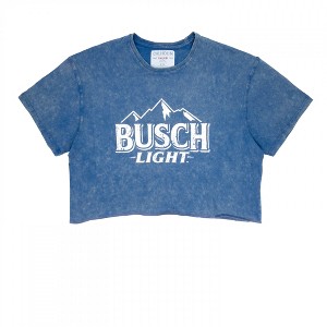 Womens Busch Light Circle Logo Mineral Wash Navy Colorway Crop Top - 1 of 3