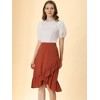 Allegra K Women's Button Decor High Waist Solid Color Asymmetrical Ruffle Skirt - 4 of 4