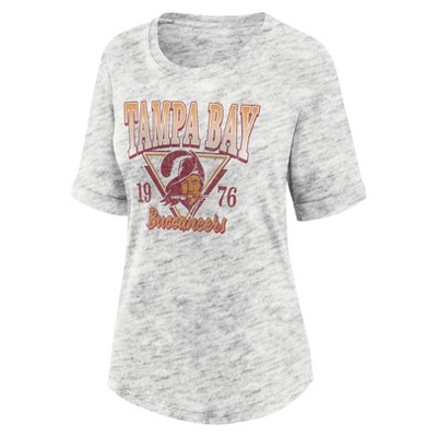 NFL Tampa Bay Buccaneers Women's Oatmeal Heather Rolled Sleeve T-Shirt