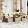 vidaXL 7 Piece Patio Sofa Set with Cushions Beige and Cream Poly Rattan - Without Storage - 2 of 4