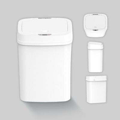 SEVOBAL Indoor Trash Cans 12L Garbage Can Kitchen Trash Can Automatic Sensor Touch Free Waste Bin for Bathroom Bedroom, White, 10.3"*7.8"*14.1"