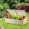 Costway Wooden Cold Frame Greenhouse Flower Planter Raised Plants Bed Protection - 3 of 4